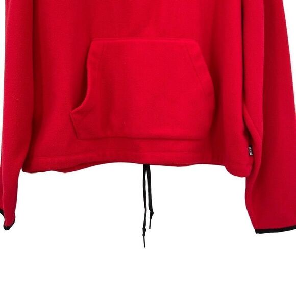 Pink Victoria’s Secret 1/4 zip Fleece Pullover Sweatshirt Red Large - Picture 4 of 7